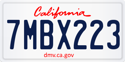 CA license plate 7MBX223