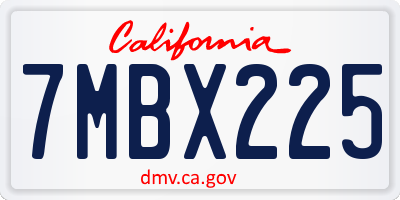 CA license plate 7MBX225