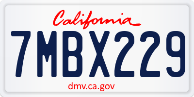 CA license plate 7MBX229