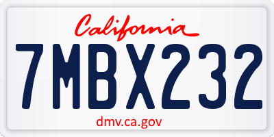 CA license plate 7MBX232