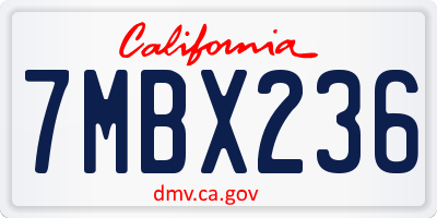 CA license plate 7MBX236