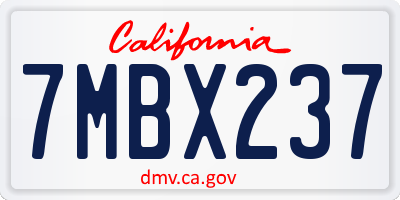 CA license plate 7MBX237