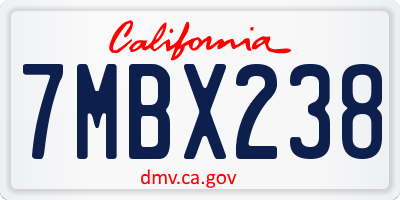CA license plate 7MBX238