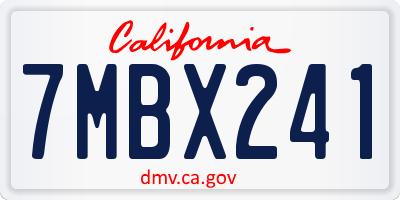 CA license plate 7MBX241
