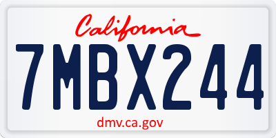 CA license plate 7MBX244