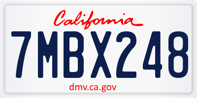 CA license plate 7MBX248