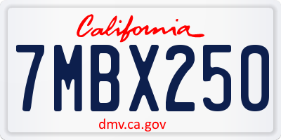 CA license plate 7MBX250