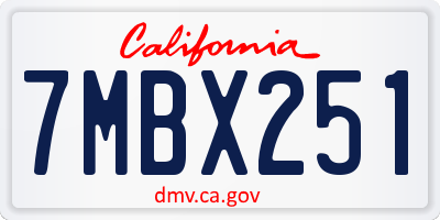 CA license plate 7MBX251
