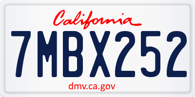 CA license plate 7MBX252