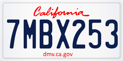 CA license plate 7MBX253