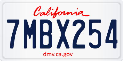 CA license plate 7MBX254