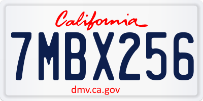 CA license plate 7MBX256