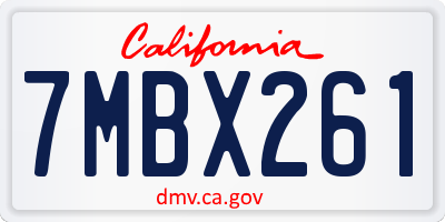 CA license plate 7MBX261