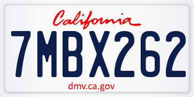 CA license plate 7MBX262