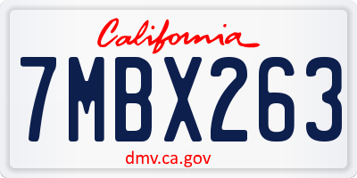 CA license plate 7MBX263