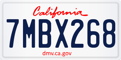 CA license plate 7MBX268