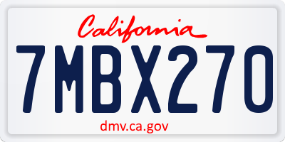 CA license plate 7MBX270
