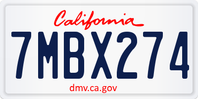 CA license plate 7MBX274