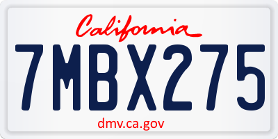 CA license plate 7MBX275