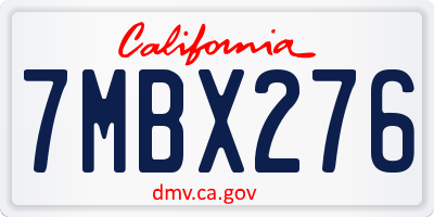 CA license plate 7MBX276