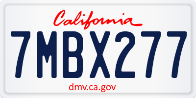 CA license plate 7MBX277