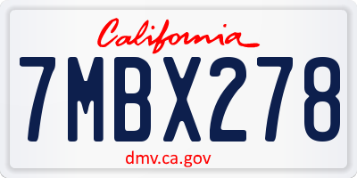 CA license plate 7MBX278