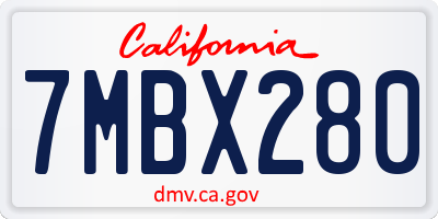 CA license plate 7MBX280