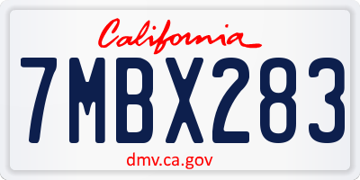 CA license plate 7MBX283