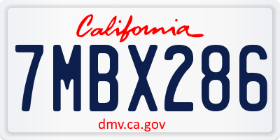 CA license plate 7MBX286