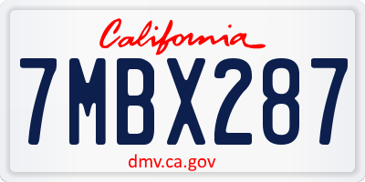 CA license plate 7MBX287