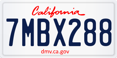 CA license plate 7MBX288