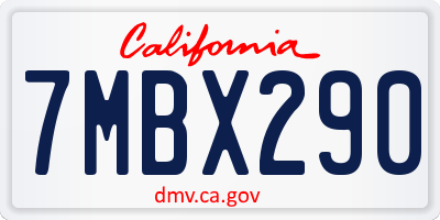CA license plate 7MBX290