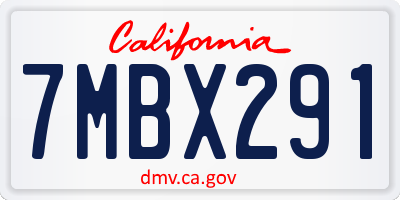CA license plate 7MBX291