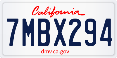 CA license plate 7MBX294