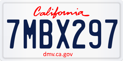 CA license plate 7MBX297