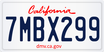 CA license plate 7MBX299