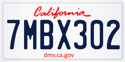 CA license plate 7MBX302