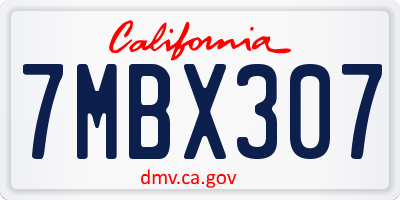 CA license plate 7MBX307