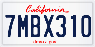 CA license plate 7MBX310