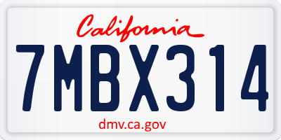 CA license plate 7MBX314