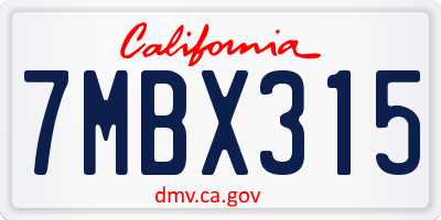 CA license plate 7MBX315