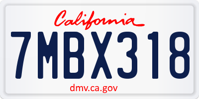 CA license plate 7MBX318