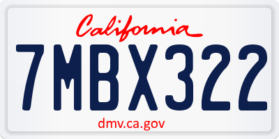 CA license plate 7MBX322