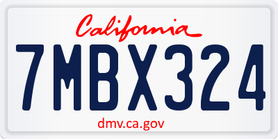 CA license plate 7MBX324