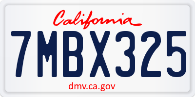 CA license plate 7MBX325