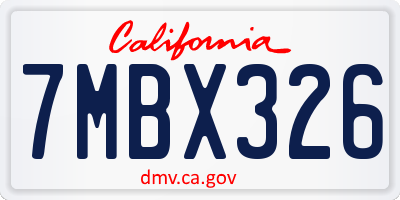 CA license plate 7MBX326
