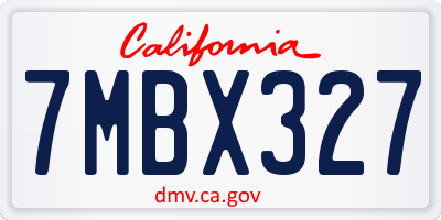 CA license plate 7MBX327