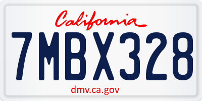 CA license plate 7MBX328