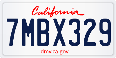 CA license plate 7MBX329