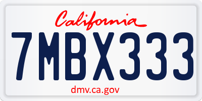 CA license plate 7MBX333
